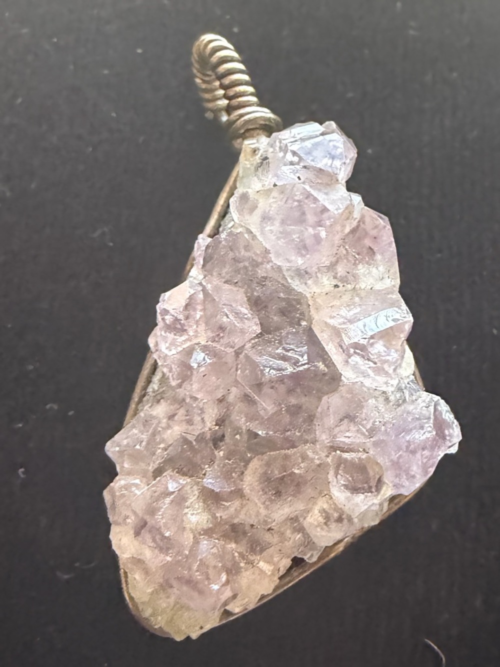 Amethyst Crystal Cluster Wire-Wrapped Pendant - Purple